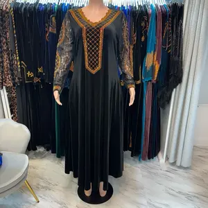 lace sleeve velvet dress with rhinestone design and pockets black and blue