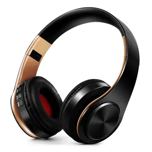 Men's Gold Wireless Headphones Bluetooth Earphone Stereo Headset with Build-in MIC 3.5mm Jack for Android iOS Hi-Fi Sound Quality Foldable Design 20 Hours Playtime Hi-Fi CD Sound Quality TF Card Slot FM Radio Function Comfortable Foldable Design Smart