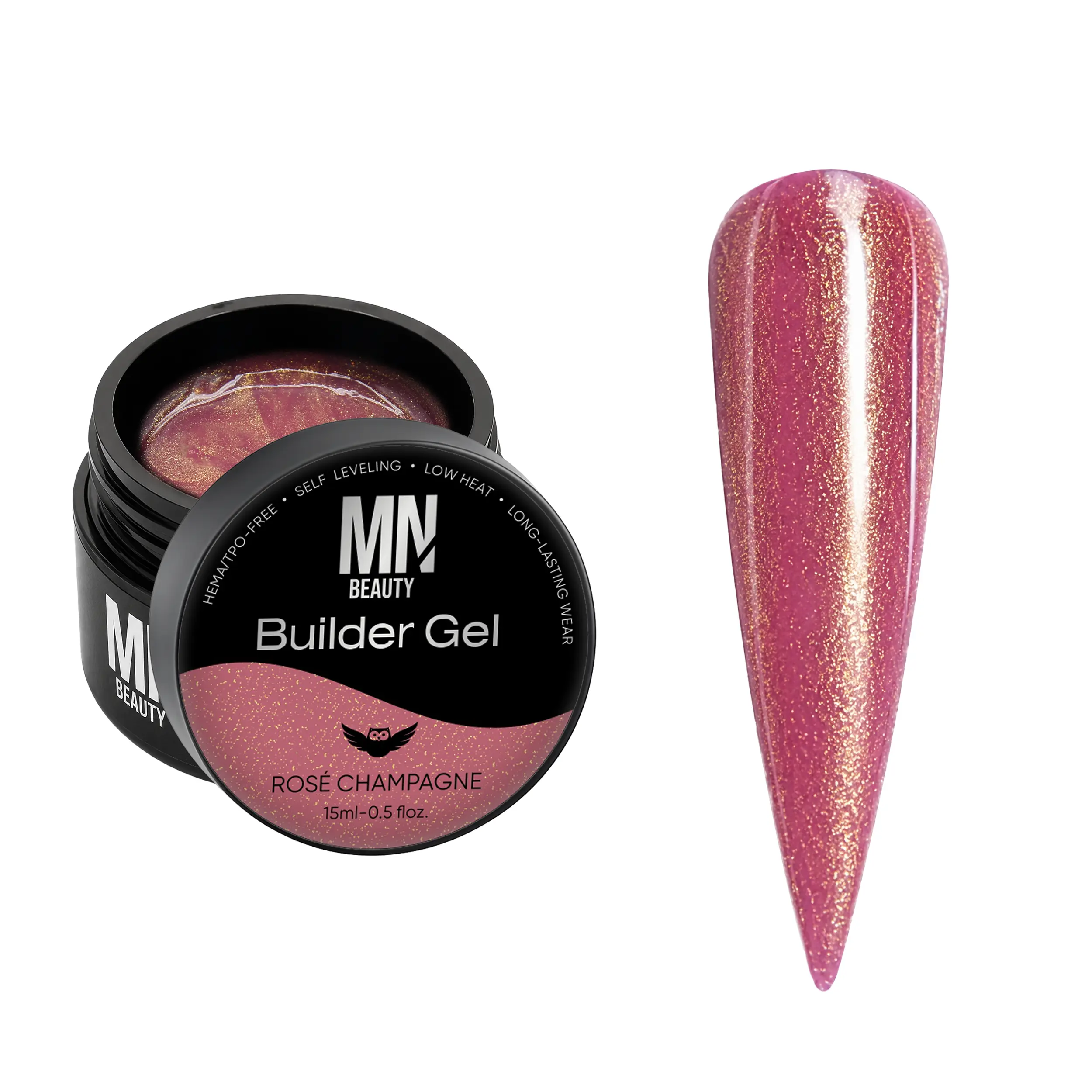 MN Beauty Premium Builder Gel, HEMA-Free & Self-Leveling Formula with Comfortable Cure, For Long-Lasting Structured Manicures & Nail Tips, Long-Lasting Wear, Smooth, Gel Manicure, Lightweight, Natural Nails, Coral Pink