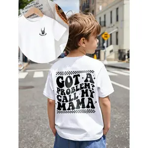 Got A Problem? Call My Mama" Boys T-Shirt | Funny Saying Round Neck Short Sleeve Tee | Light Blue Soft Cotton Top for Young Boys