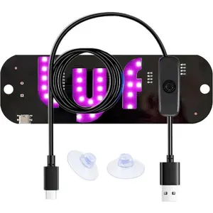Pink Light Sign for Car Windshield with 2 Suction Cups, Type-C Switch Cable Universal Car Accessories - Bright Glow LED Light Sign for Car Windshield with Suction Cups & USB Plug, No Color Options, TiktokShopDeal
