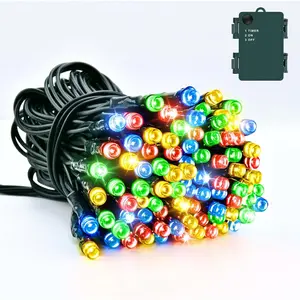 Christmas Lights Outdoor with Timer,  Operated Christmas Lights 16.4ft 50LED Christmas Decorations for Small Mini Christmas Tree Multicolor