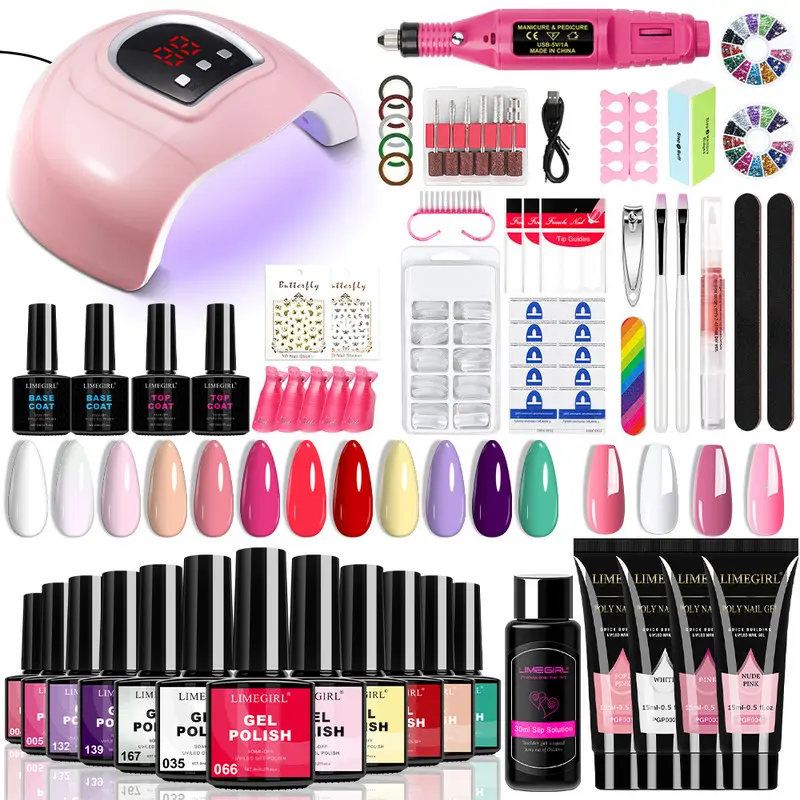 Limegirl Gel Nail Polish Kit with U V Light 18LED Nail Dryer, 12Color Gel Nail Polish Set And 4Color Nail Extension Gel Set withBase and Top Coat Nail Art Decorations Manicure Tools DIY Salon Home Gifts luminary  gel  nail nailskit gel x nailsupplies