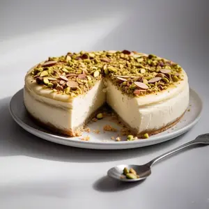 Andy Anand Sugar-Free Pistachio Almond Cheesecake, 9-Inch, 2 lb – Diabetic-Friendly, California Cream Cheese, No Preservatives Gift Box