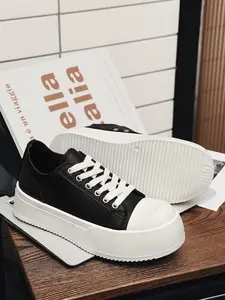 Unisex Black-White Versatile Platform Detail Minimalist Casual Shoes, Light Trendy Multi-Wear Style, Black-White Versatile Design + Platform Detail + Minimalist Structure, Strong Style Adaptability & Sleek Design , Ideal for Daily Social & Leisure Styling