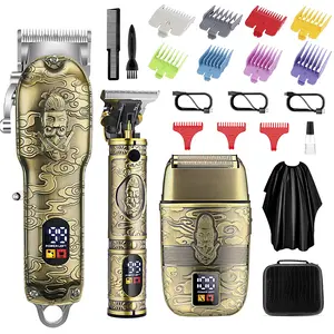 Professional Hair Clippers for Men Cordless， Mens Clippers and Grooming Set，Electric Shavers, Clippers and T-Blade Trimmers Set，Hair Cutting Kit LCD Display