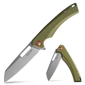 Desert Tan Folding Pocket Knife with Stainless Steel Slot Hole Blade, Sharp Cutting Edge, Desert Tan Carbon Fiber Handle, Portable & Durable Outdoor Multi-Functional Tool, Beautiful Gift Design