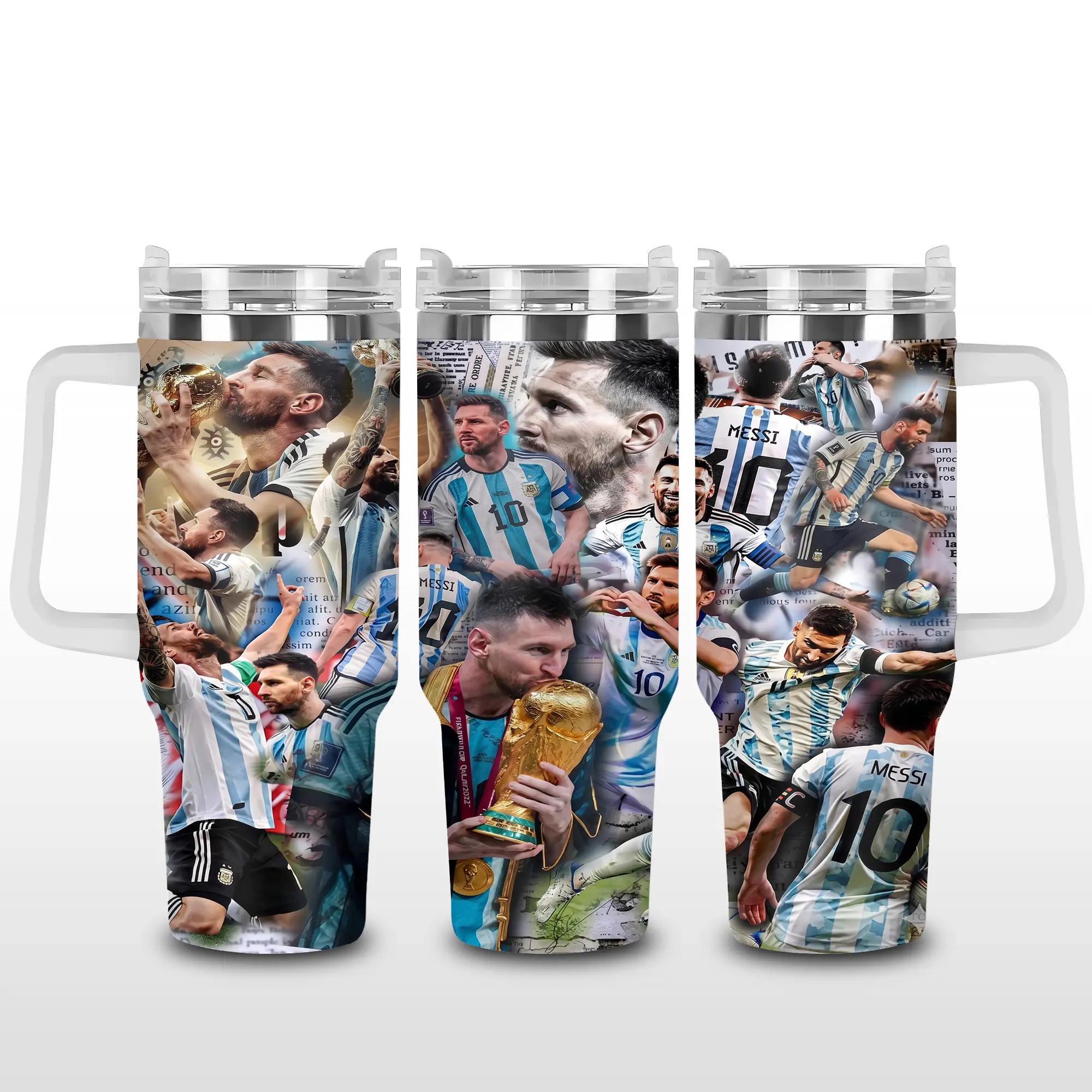 [Elysian Sip] - M10 "GOAT" Soccer Legend Vintage Football Aesthetic 40oz & 20oz Stainless Steel Tumbler with Handle – Messi Fan Insulated Mug V4, GOAT Style Cup, Retro Game Day Design, Leakproof Travel Gift.