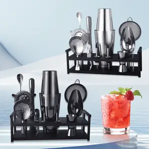 12-Piece Stainless Steel Cocktail Shaker Bar Set, Kitchen & Bar Utensils with Filter, Measuring Cup and Other Kitchen Accessories