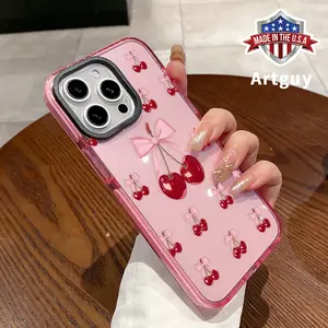 Phone Case for iPhone 16 Plus 15 Pro Max 14 13 12 11 Cherries all over the screen Pattern Non-Yellowing Shockproof Soft Silicone Transparent Cover