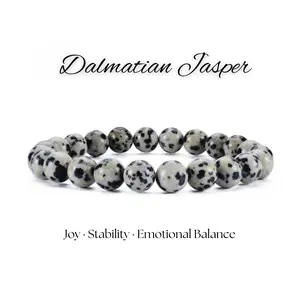 Lovskaya Dalmatian Jasper Natural Crystal Bead Bracelet - Elegant Unisex Jewelry for Various Occasions Joy Stability Emotional Balance,Fashionable,Versatile Use
