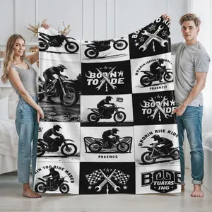 Motorcycle Tools and Born to Ride Printed Blanket for Outdoor Camping Picnic Travel Use Perfect Gift for Motorcycle Enthusiasts Bike Lovers Suitable for Father's Day Christmas Birthday and Special Occasions Cozy Warm Throw Blanket for Riders and