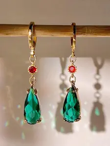 1pair Howl's Earrings, Emerald Crystal Teardrop Earrings, Howl and Sophia's Castle Earrings, Cosplay Earrings, Dangle Earrings, Howl's Moving Castle Earrings, Sophie Earrings, Statement Earrings