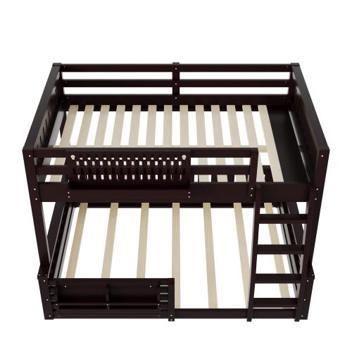[Bellemave]Twin/Full XL/Queen Bunk Bed with Ladder and Guardrails, Pegboard and bookshelf,