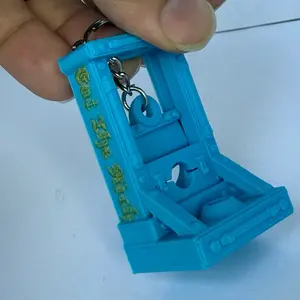 TiosOddities Eat The Rich Guillotine Keychain 3D Printed Miniature French Justice Luigi Pocket-Sized PLA Plastic Keychain with Moving Blade for Dramatic Emphasis