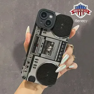 Black Eye Radio Black Cat Lying on the Dark Edge for iPhone 16/15/14Pro/13/12/11/Plus/Pro/Max/Mini for men and women Smartphone Cellphone Unique Stylish