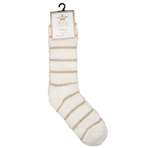 Women's Stripe Snuggle Socks-Off White/Cream