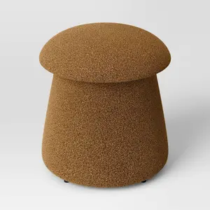 Mushroom Upholstered Storage Ottoman Gold Boucle - Room Essentials