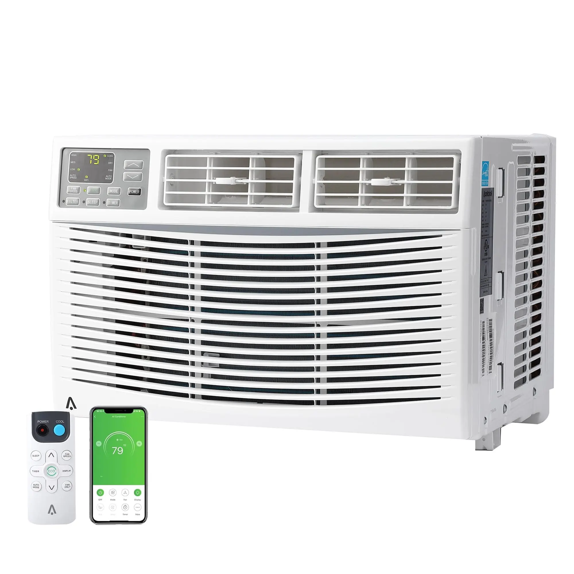 Garvee 8,000 BTU Smart Window Air Conditioner Unit - Cools Up to 450 Sq Ft - Wi-Fi App & Remote, 3-in-1 Cool/Fan/Dehumidifier, 3 Fan Speeds, Timer - Quiet Eco Mode, Energy Efficient