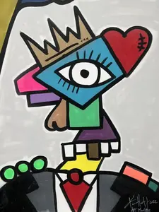 Large Cubist Abstract by Kenneth Hunt Art Monster Florida Artist (b.1980) 48"36"