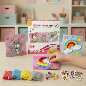 DIY Pom Pom Art - 3pcs (Unicorn, Rainbow, Cat)