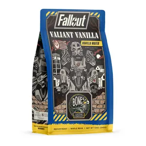 Bones Coffee Company Valiant Vanilla, Vanilla Wafer Flavor, Made with Arabica Coffee Beans, Medium Roast, Ground and Whole Coffee Beans (12oz)