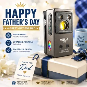 Father's Day Gifts - Vela Aluminum Alloy EDC Flashlight, 270lm & 80m Beam Mini LED Torch with Magnetic Clip, 5 Light Sources (White/Red/Blue/UV/RGB), IPX4 Waterproof USB-C Rechargeable Clip-on Light