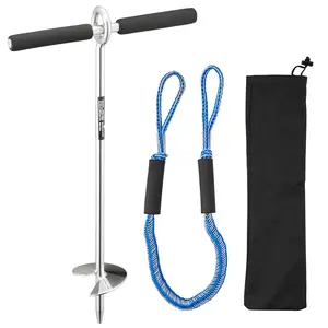 VEVOR Sand Anchor, 18 in Stainless Steel Beach Anchor, Screw in Sand Boat Anchors with Spiral Blade, Shallow Water Boat Auger Anchors, for Securing Jet Ski PWC Pontoon Kayak on Beaches and Sandbars