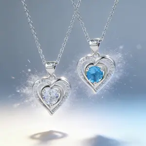 AELNEN Heart Birthstone Pendant Necklace for Women - S925 Zirconia Necklaces - Jewelry Gifts For Her Mother Wife