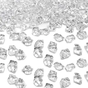 Fake Ice Cubes, 1000 Pcs Acrylic Ice Rocks for Centerpieces, 11 * 14 mm Artificial Ice Table Scatter, Fake Crushed Ice Acrylic Vase Fillers Christmas Decorations