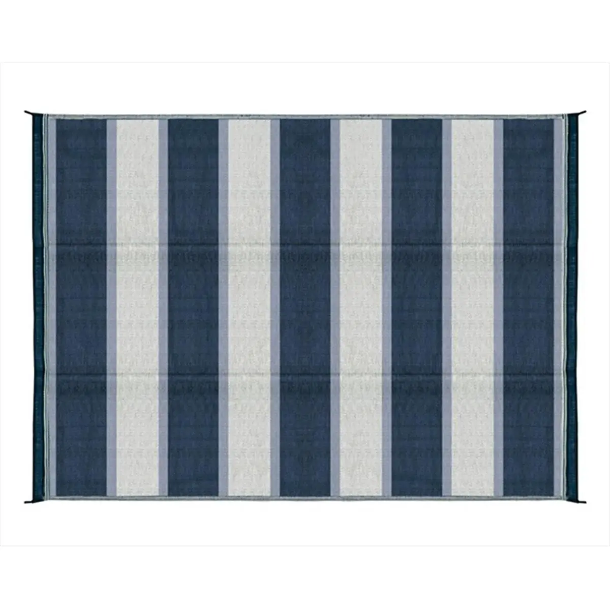 Camco 42871 6x9 ft Reversible Mold-Resistant Stripes All-Surface Outdoor Mat - Blue, Lightweight, Easy-Folding for Storage, Versatile RV Camping Picnic Mat, All-Surface Outdoor Mats
