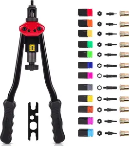 16" RIVET NUT TOOL Hand Blind Riveter,RIVNUT Riveting Tools with Nut Setting System M3 M4 M5,m6,m8,m10 M12, 10-24, 1/4-20, 5/16-18,3/8-16,totally 11 mandrels+110PCS Rivets Nuts (17" RIVET )