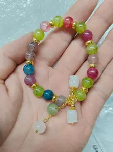 Lily of the valley pendant colored beryl bracelet, Pretty bracelet, Back to school season Teacher's Day gift Expel evil spirits to ensure safety Help improve career luck Unisex gift for family, good friends, teachers