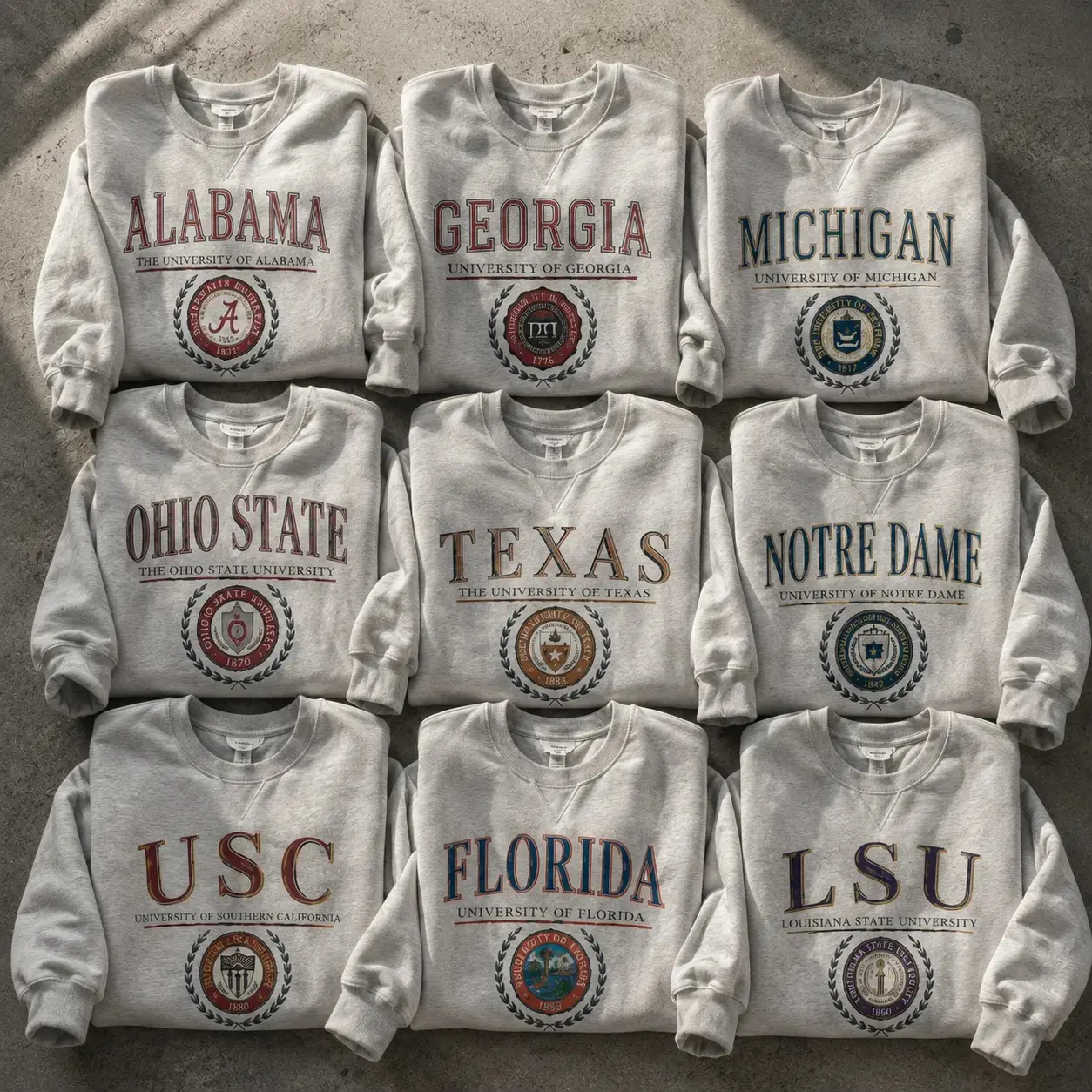 Vintage College Football Sweatshirt, Retro University Crest Crewneck, Distressed Campus Graphic Pullover, All Team Football Fan Apparel, Classic Collegiate Streetwear, Unisex Heavy Blend Sweatshirt, Cozy Gameday Gift, Football Lover Apparel