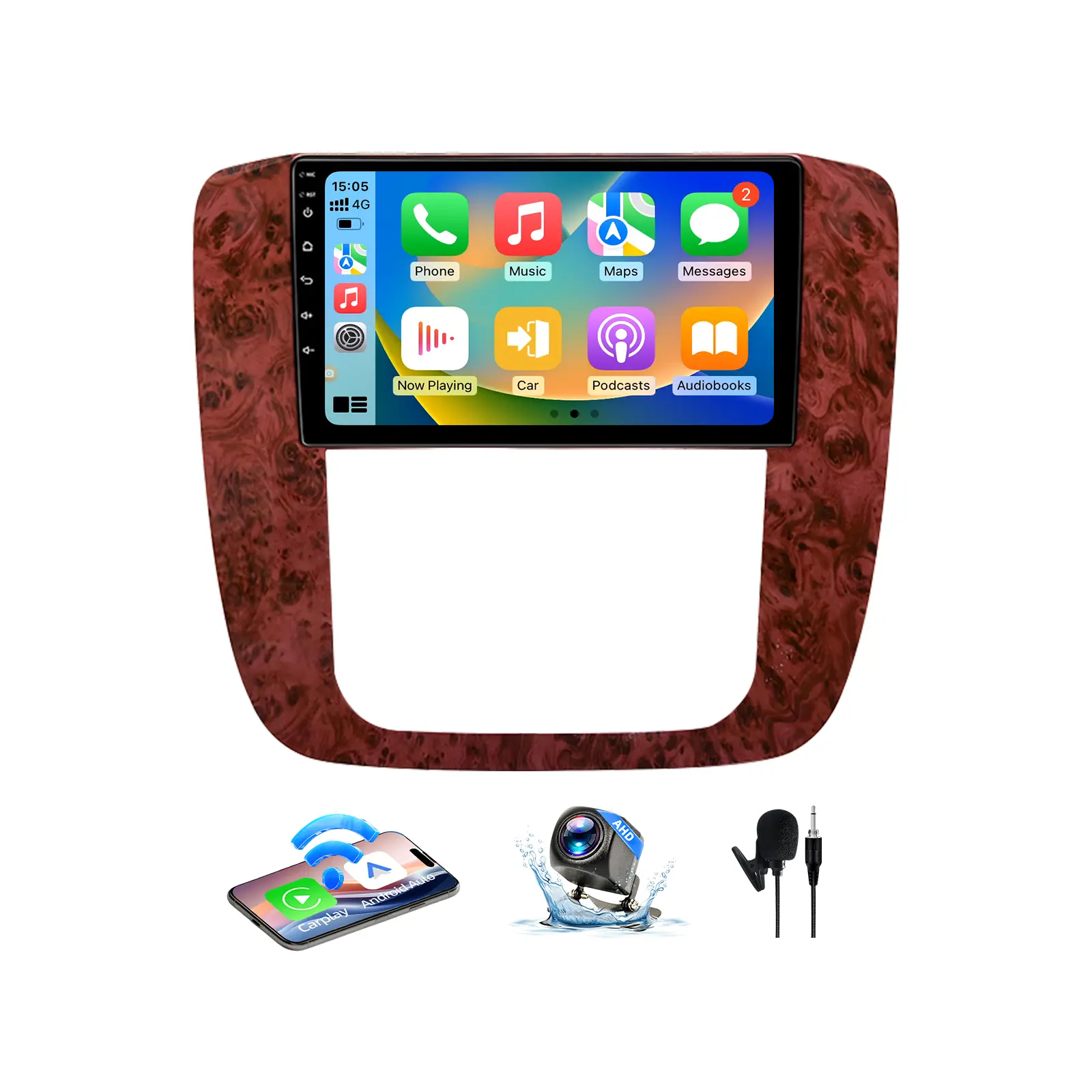 9-Inch Android Car Infotainment Stereo Unit for Chevy Tahoe & GMC Yukon 2007-2013, Wireless CarPlay, Android Auto, Backup Camera, Bluetooth, GPS, FM, Steering Wheel Control, Modern UI, Plug-and-Play, QLED Display