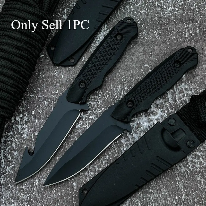 1pcs Straight Knife with Sheath, 5cr13mov Steel Blade, Abs Plastic Handle, Durable Outdoor Tool, Perfect for Camping, Hiking, Fishing, Travel