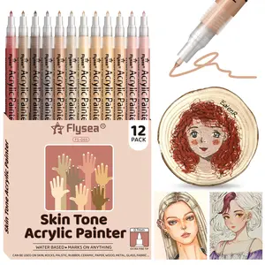 12pcs/set Acrylic Paint Marker Pen Set, Watercolor Art Supplies for Boys Girls & Adults, Art Drawing Supplies
