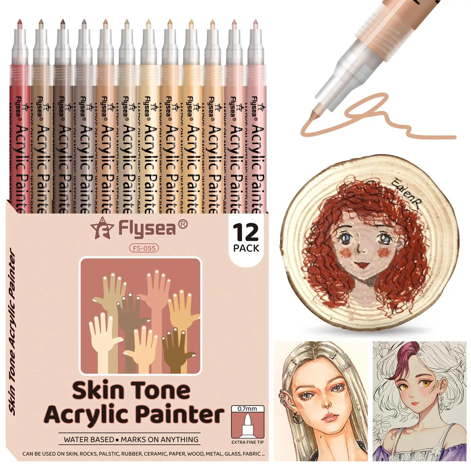 12pcs/set Acrylic Paint Marker Pen Set, Watercolor Art Supplies for Boys Girls & Adults