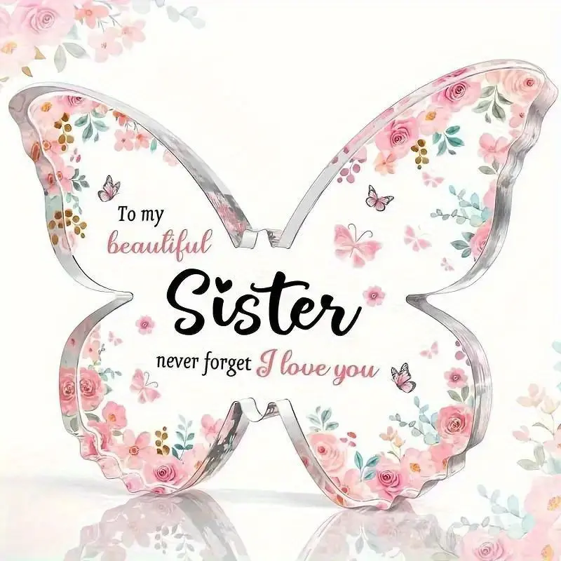 Unique Acrylic Heart Plaque Sign Gift for Sisters, Perfect Birthday & Special Occasion Present, Elegant Desktop Decoration Piece, Acrylic Ornament, Acrylic Signage Plaque