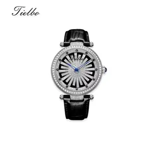 Dawn Fortune Unisex Fashion Watch - 45mm, Rotating Dial, Iced-Out, Iridescent Quartz Watch T127M, Iridescent Quartz Watches