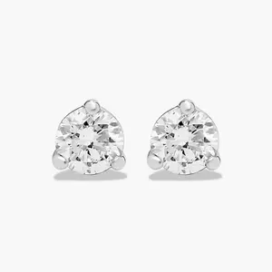 Three-Prong Diamond Stud Earrings