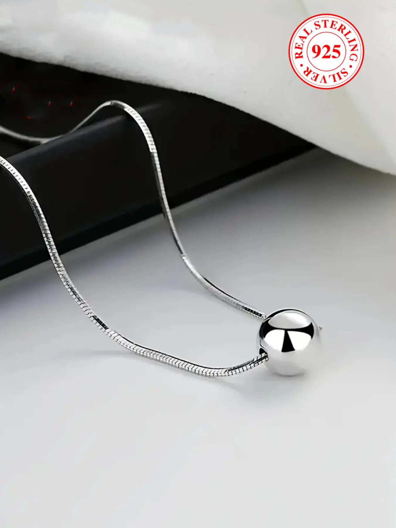 S925 Sterling Silver Simple Ball Decor Minimalist Pendant Necklace for Women & Girls, Trendy Charm Necklaces, Fashion Jewelry for Party, Daily Clothin