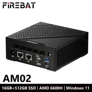 AM02 MINI PC AMD Ryzen 5 6600H DDR5 16GB RAM 512GB SSD WIFI6 BT5.2 Portable Desktop MINI-PC Computer