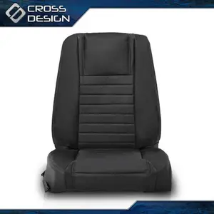 CROSSDESIGN Fit For 05-09 Ford Mustang Front Driver Bottom-Top Black Seat Cover Set