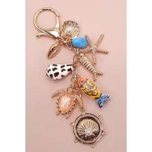 OCEAN PORCELAIN FISH SEA SHELL STARFISH BAG CHARM