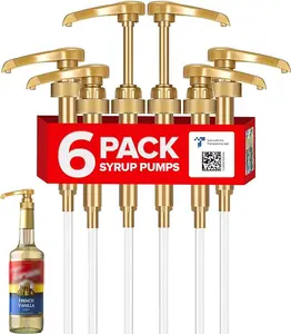 6-Pack Coffee Syrup Pumps for Coffee Syrup Bottles (750ml 25.4oz Torani, Skinny, DaVinci)
