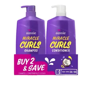 Aussie Miracle Curls Shampoo and Conditioner Dual Pack, For All Hair Types 26.2 oz