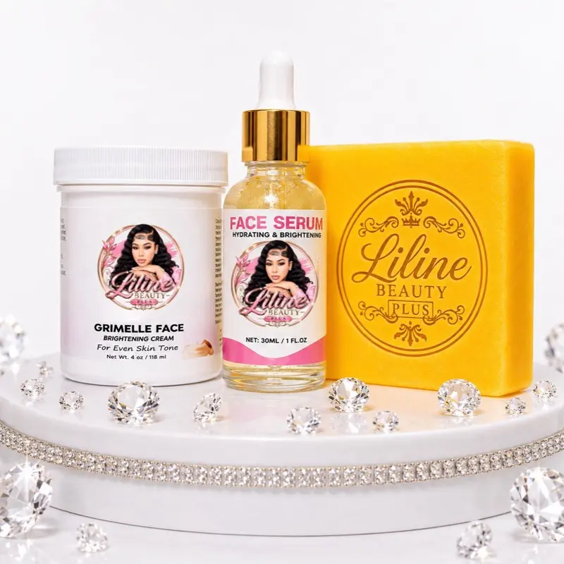LilineBeautyPlus1 3-Piece Cosmetic Face Set - Includes Grimelle Brightening Face Cream for Glowing Complexion Skincare Treatment