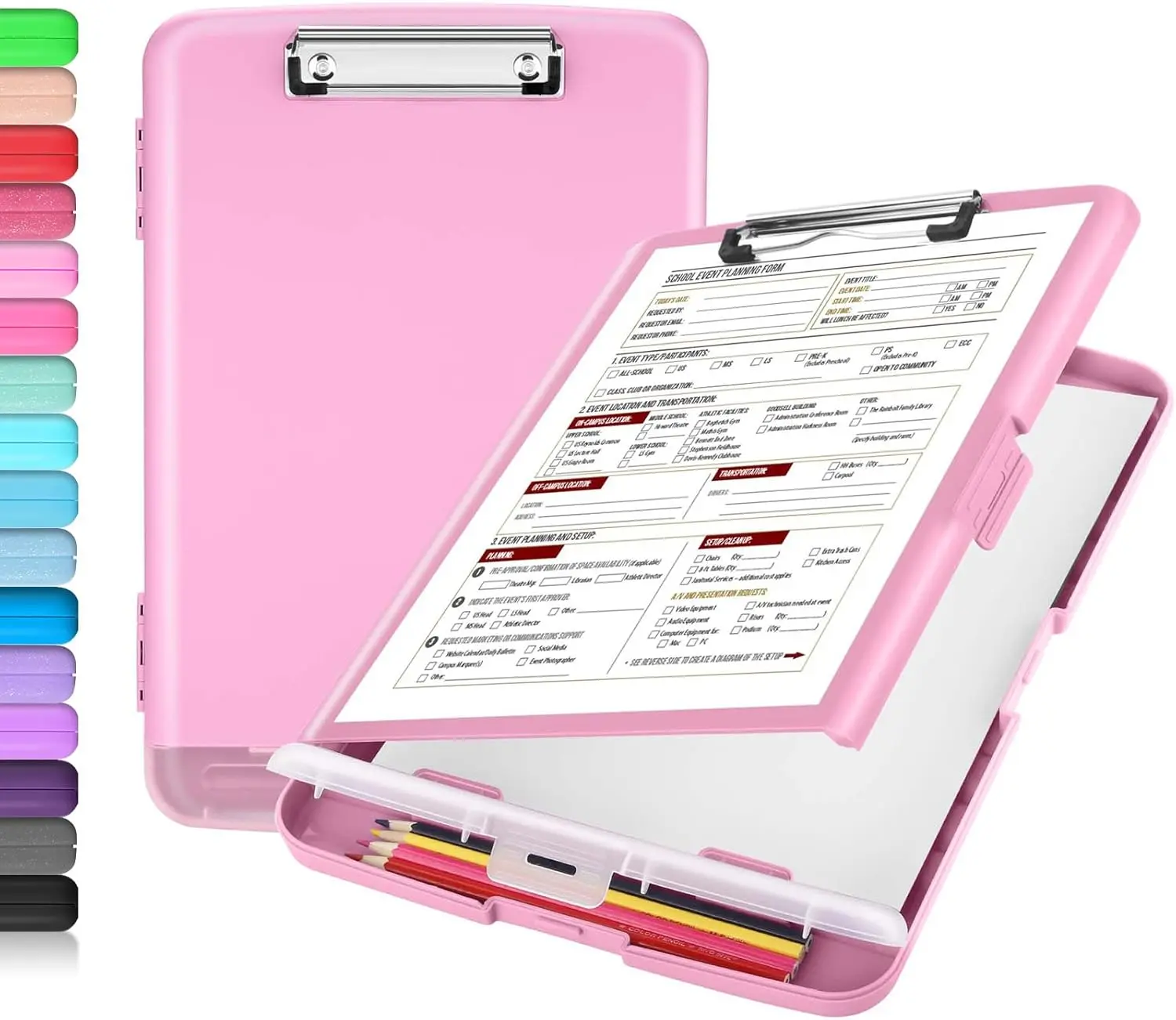 Clipboard with Storage, High Capacity Nursing Clipboards with Pen Holder, Heavy Duty Plastic Storage Clipboard with Low Profile Clip, Teacher Must Haves, School Office Supplies, A4 Letter Size