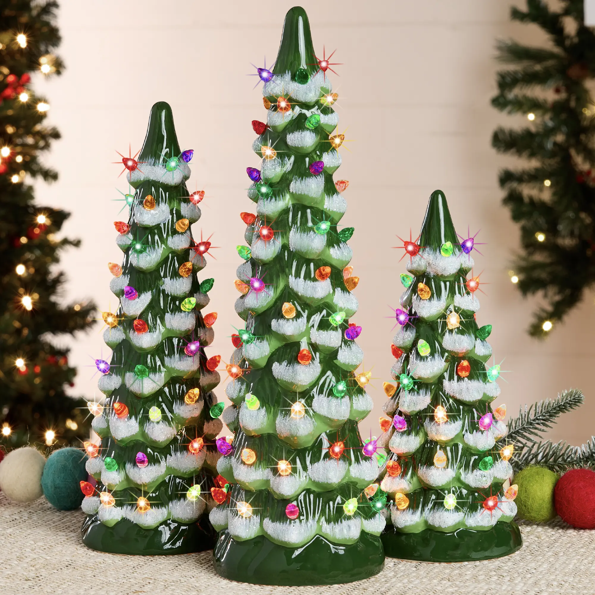 Best Choice Products Set of 3 XL Pre-Lit Hand-Painted Ceramic Tabletop Christmas Trees Best Choice Products Set of 3 XL Pre-Lit Hand-Painted Ceramic Tabletop Christmas Trees
